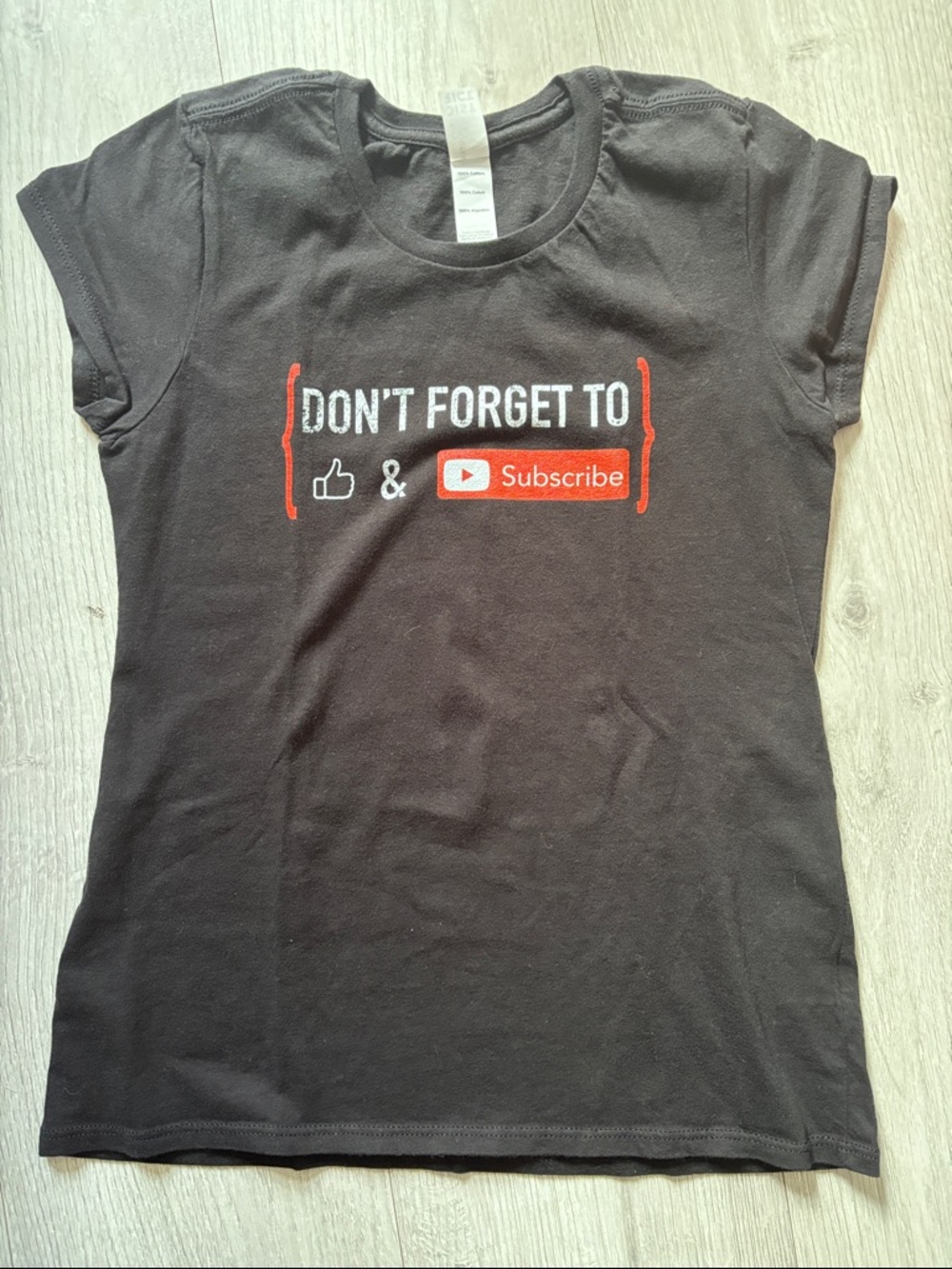 YouTube District Kids Black Tee with White & Red Print Influencer